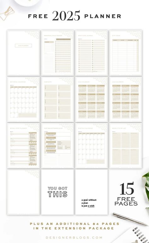 Free 2025 Life & Blog Planner Writing Inspiration Tips, Ultimate Planner, Media Planner, Wordpress Tutorials, Blog Strategy, Social Media Planner, Custom Website Design, Planner Printables Free, Free Planner