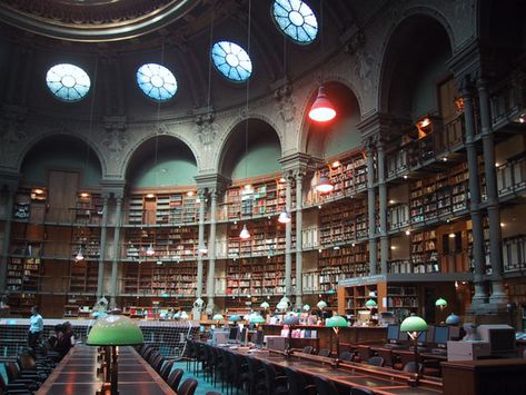 National Library, Site Richelieu, Paris, France, Click image to see the full list of beautiful libraries. Henri Labrouste, Large Library, Lots Of Books, Basement Inspiration, Dream Library, Beautiful Library, Oscar Niemeyer, National Library, Reading Room