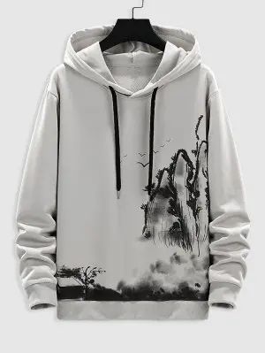 $25.49 USD Stylish Hoodies Men, Wash Painting, Ink Wash Painting, Hype Clothing, Stylish Hoodies, Guys Clothing Styles, Ink Wash, Cool Outfits For Men, Painting Landscape