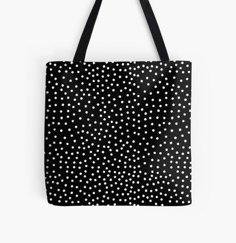 Get my art printed on awesome products. Support me at Redbubble #RBandME: https://www.redbubble.com/i/tote-bag/Monochrome-White-Polka-Dot-Spots-on-Black-Pattern-by-OneThreeSix/80917732.A9G4R?asc=u Night Mode, Tote Pattern, Tote Bag Pattern, Black Bag, Medium Bags, Bag Fashion, Black Pattern, Tote Bag Design, Cotton Totes