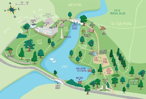 Compton Verney Art Gallery and Park Map Park Map Illustration, Barcelona City Map, Theme Park Map, Map Illustrations, Compton Verney, Village Map, Elephant And Castle, Southeast London, Local Map