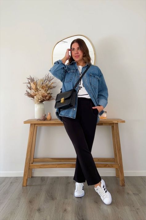 Crew Sock Outfits Women, Crew Sock Outfits, Outfits With Crew Socks, Denim Shacket Outfit, Crew Socks Outfit, Shacket Outfit, Denim Shacket, Outfit Links, Blazer Outfits For Women