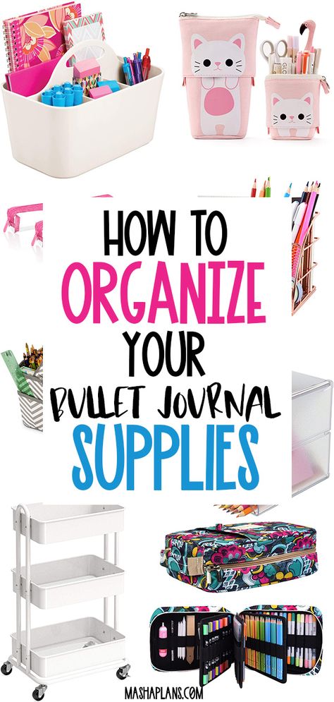 It's easy to end up with tons of Bullet Journal supplies and get absolutely lost in your collection! To help you avoid getting into a complete mess, I found some of the best Bullet Journal supplies organizations, both shop-bought and DIY if you feel crafty. #mashaplans #bulletjournal #supplies #stationery #supplies #diy Journal Supplies Diy, Journal Hacks, Bullet Journal Supplies, Bullet Journal Accessories, Room Organisation, Organization Bullet Journal, Barbie Printables, Journal Organization, Creating A Bullet Journal