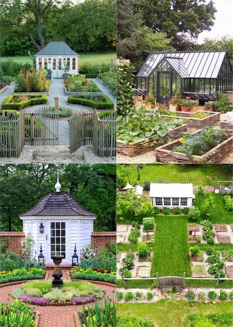 25 best vegetable garden design ideas & easy layout plans for beginners & pros to grow your own food in a front or backyard edible landscape. - A Piece of Rainbow, kitchen garden, vegetable gardening ideas, small space tips, grow your own food, herbs, homestead, homesteading, spring, summer, raised beds, trellis, greenhouse, DIY Vegetable Garden With Greenhouse, Raised Kitchen Garden, Garden Design With Greenhouse, Beautiful Raised Bed Garden, Cottage Garden Raised Beds, Raised Bed Garden Layout Landscaping Ideas, Raised Vegetable Garden Design Layout, Small Potager Garden, Covered Vegetable Garden