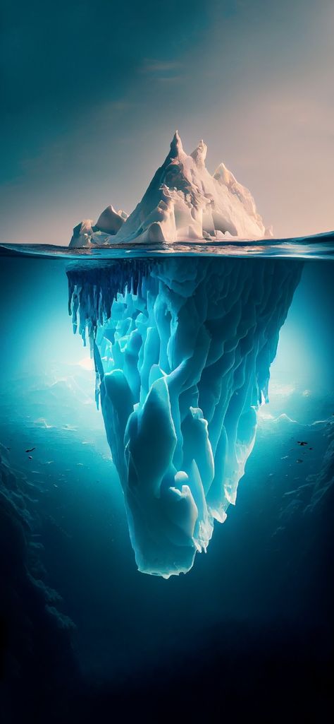 Underwater Iceberg, Iceberg Aesthetic, Iceberg Wallpaper, Tip Of Iceberg, Icy Wallpaper, Iceberg Art, Superhero Background, Ice Berg, Mini Wallpaper