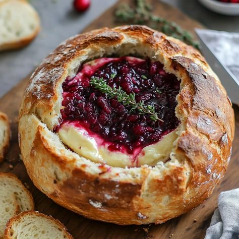 Cranberry Brie Bread Bowl, Cranberry Brie Bread, Baked Cranberry Brie, Brie Bread Bowl, Brie Bread, Smashed Cucumber Salad, Chicken Karaage, Parmesan Roasted Potatoes, Cranberry Brie