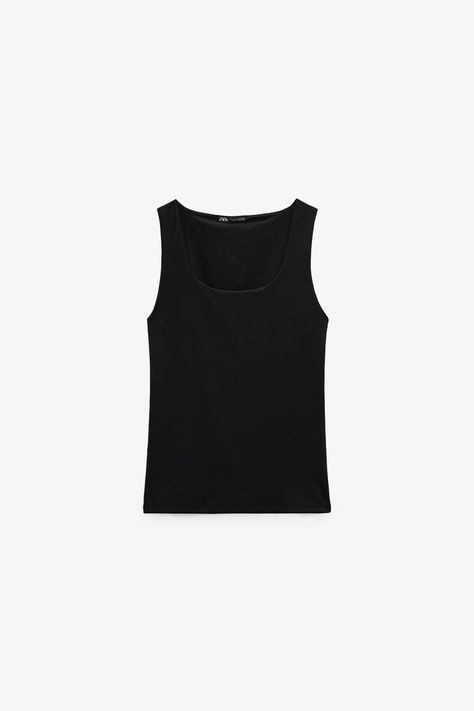 POLYAMIDE TOP WITH WIDE STRAPS - Khaki | ZARA United Kingdom Fantasy Gowns, Strappy Top, Workout Crop Top, Stretch Top, Fitted Top, Henley Shirts, Zara United States, Zara Black, Wide Straps