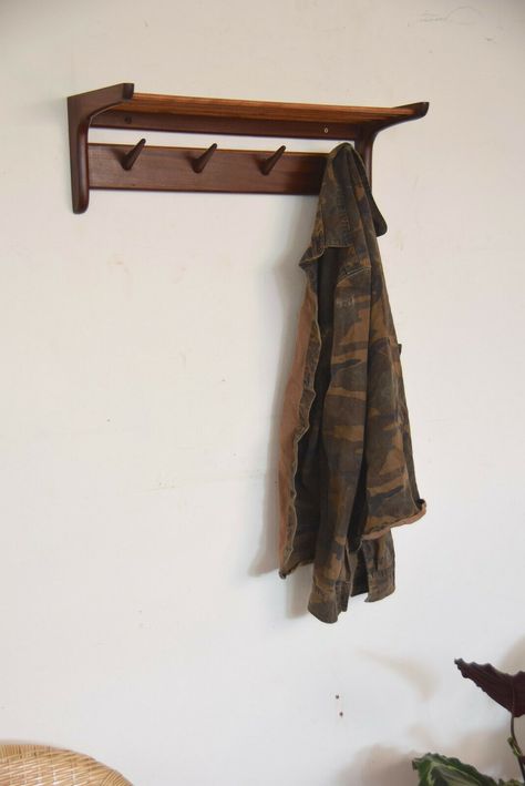 Vintage Coat Rack Wall, Mid Century Coat Hooks, Mid Century Coat Rack, Antique Coat Rack, Ethnic Furniture, Entry Way Decor, Products Recommendations, Hat Shelf, Hospitality Interior Design