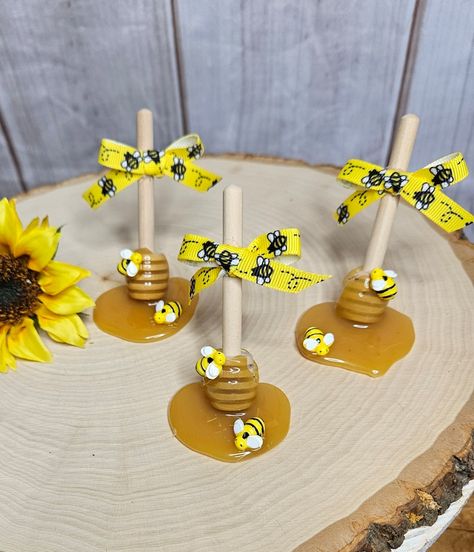 Faux Honey Dippers-bee Theme Baby Shower Decor-what Will It Bee Gender Reveal Decor-bee Tiered Tray Decor-meant to Bee Decor-bee Birthday - Etsy Honey Dipper Tattoo, Bee Themed Crafts, What Will It Bee Gender Reveal, Bee Theme 1st Birthday, Bee Baby Shower Centerpieces, Honey Bee Gender Reveal, Bee Tiered Tray Decor, Bee Baby Shower Decoration, Bee Party Favors