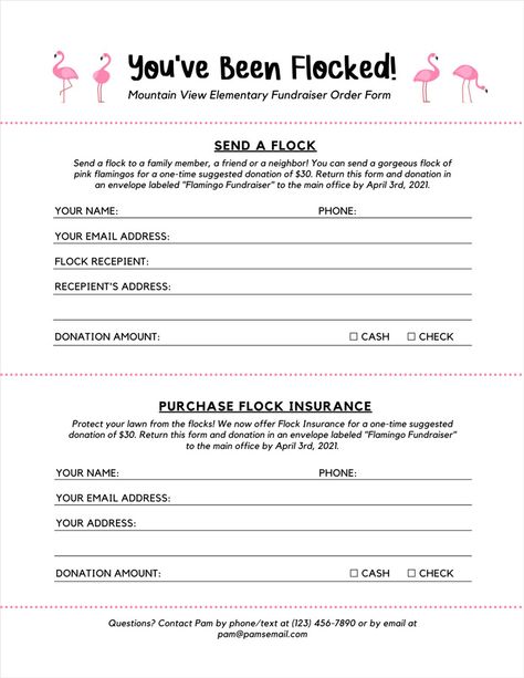 Flamingo Fundraiser, Fundraising Raffle Baskets, Cheer Fundraiser Ideas, You've Been Flocked, Cheer Fundraiser, Dance Fundraisers, Baseball Fundraiser, Plastic Flamingo, Creative Fundraising