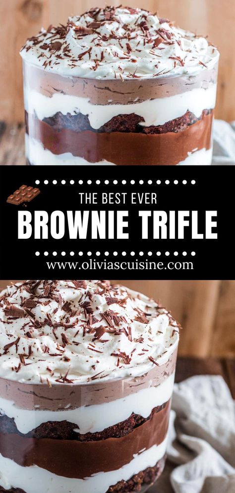 Trifle Bowl Recipes, Trifle Cake, Chocolate Pudding Desserts, Trifle Dessert Recipes, Brownie Trifle, Dessert Truffles, Chocolate Trifle, Easy Dessert Recipe, Trifle Desserts