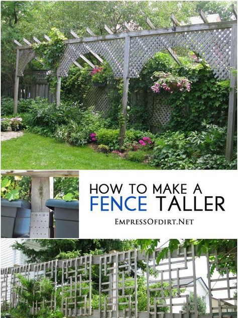 Would you love more privacy in your yard but don't want to spend a lot of money? See these smart, frugal ideas for instantly adding privacy without a huge expense. There's lots of creative ways to block out your nosey neighbours! Make A Fence Taller, Privacy Fence Landscaping, Privacy Ideas, Concrete Patios, Privacy Landscaping, Garden Privacy, Backyard Privacy, Garden Arbor, Garden Wallpaper