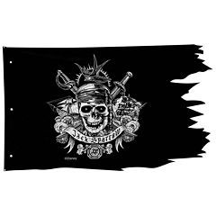 Pirates of the Caribbean Dead Men Tell No Tales Pirate Flag Wall Decor (50" x 30")" Pirates Of Caribbean, Animated Pumpkins, Caribbean Flags, Jolly Roger Flag, Dead Men Tell No Tales, Flag Wall Decor, Pirate Decor, Dog Skeleton, Holiday Decor Halloween