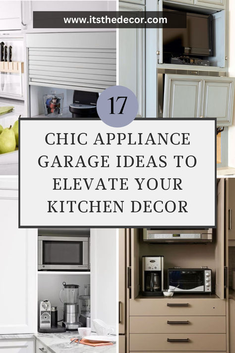 Revamp your kitchen with these 17 chic appliance garage ideas! Perfect for blending luxury and practicality, our tips help you maximize space with style. Pin now for contemporary kitchen inspiration and smart decor solutions! #KitchenDecor #ApplianceGarage #HomeDecor #SpaceSavingIdeas #LuxuryKitchen Kitchen Cabinets For Appliances, Appliance Garage In Pantry, Appliances Garage Kitchen, Kitchen Garage Ideas, Where To Store Air Fryer In Kitchen, Pantry With Appliance Garage, Small Kitchen Appliance Garage, Corner Appliance Garage Kitchen, Appliance Cabinet Ideas