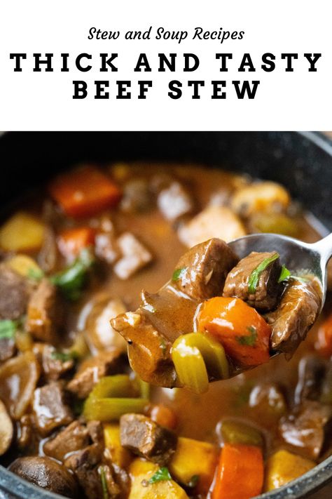 How To Make A Roux For Beef Stew, Beef Stew Thick Gravy, Quick Beef Stew Stove Top, Thick Stew Recipes, Beef Stew Over Rice, Thick Soups And Stews, Beef Soups And Stews, Beef Stew Thick, Thick Beef Stew Recipe