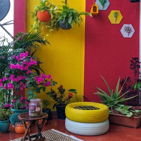 Makeover Soiree - Indian - Balcony - Pune - by Puru- Home Ensemble | Houzz Balcony Makeover Indian, Terrace Makeover, Indian Diy, Open Terrace, Balcony Designs, Terrace Garden Ideas, Terrace Furniture, Balcony Design Ideas, Indian Colours