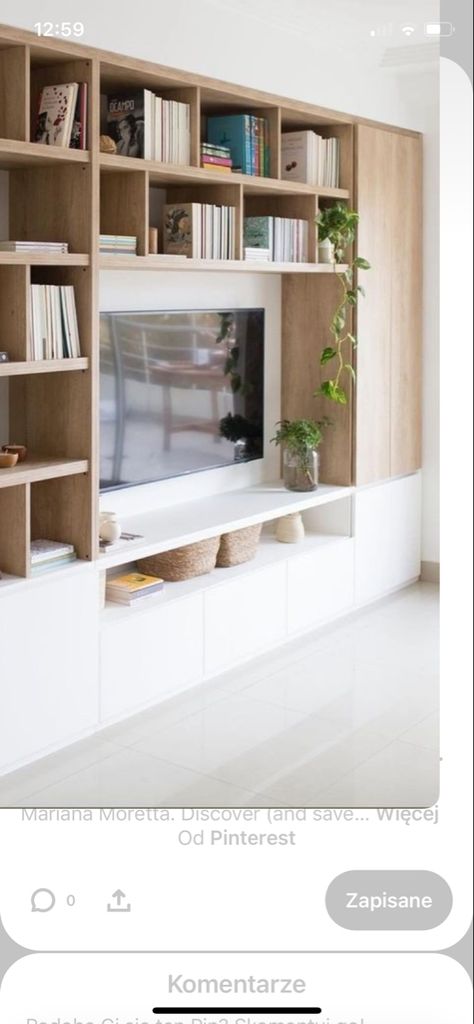 Tv Shelf With Storage, Built In Tv Wall Unit Apartment, Tv Wall With Bookcases, Tv Library Wall Modern, Library With Tv Unit, Greek Inspired Living Room, Tv Unit With Book Shelves, Modern Lounge Ideas Living Rooms, Built In Wall Units Living Room