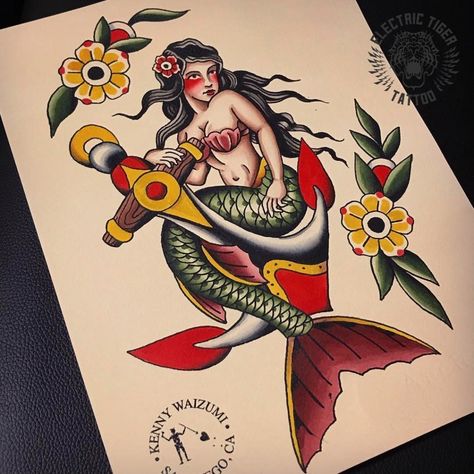 Electric Tiger Tattoo is one of the best San Diego tattoo shops offering high-quality custom tattoos. Their experienced artists create unique, creative tattoos to bring your vision to life. They specialize in traditional, black & grey, and color tattoos. For more information, visit- https://electrictigertattoo.com/. Mermaid Anchor Tattoo Traditional, American Traditional Mermaid Tattoo Old School, Mermaid American Traditional, Dolphin Traditional Tattoo, Trad Mermaid Tattoo, American Traditional Mermaid Tattoo, Mermaid Traditional Tattoo, Sailor Jerry Mermaid, Mermaid Anchor Tattoo