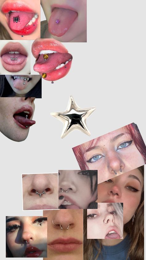 Tongue piercing x nose piercing Tongue Piercing Ideas, Surface Tongue Piercing, Cool Piercings, Tongue Piercing, Septum Piercing, Nose Piercing, Piercings, Tattoos, Makeup