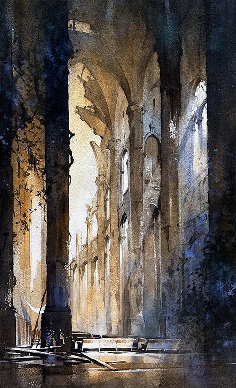 Thomas W Schaller, Thomas Schaller, Watercolor Architecture, Landscape Art Painting, Watercolor Painting Techniques, Cityscape Painting, Architecture Sketch, Outdoor Art, Watercolor Artist