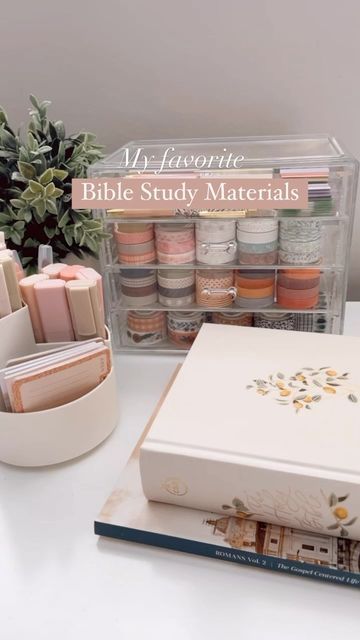 Bible Study Desk Ideas, Bible Study Tools Products, What Bible Should I Buy, Bible Study Necessities, Bible Study Desk Setup, Bible Study Must Haves, Bible Study Accessories, Bible Stationary, Bible Basket Ideas