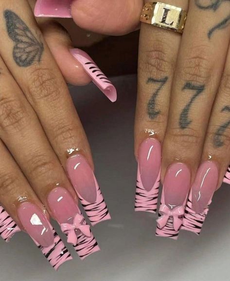 Colored Acrylic Nails, Pink French, Color Nails, Coffin Shape Nails, Acrylic Nails Coffin Pink, Long Square Acrylic Nails, Unique Acrylic Nails, Nail Swag, Bling Acrylic Nails