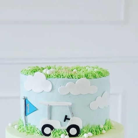 Kinga | Golf theme 1st birthday cake ⛳️  . . . #golf #golfcake #golfcaketopper #golfcart #1stbirthdaycake #birthdayboycake #cutetopper #cutecakes... | Instagram Golf Themed Smash Cake, Hole In One First Birthday Cake, Golf Cake Toppers, Golf Themed Cakes, Golf First Birthday, Golf Birthday Cake, Golf Birthday Cakes, Charlie Boy, Golf Cake