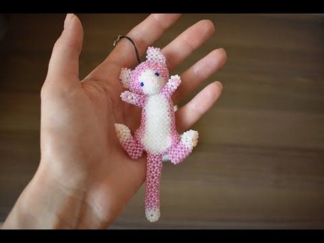 Beaded cat #BeadingPatterns #BeadedInstructions #PerlerBeadInstructions Cat Beading Pattern, How To Make 3d Beaded Animals, Beaded Cat Tutorial, Cat Beads Pattern, Beaded Cat Keychain, Beaded Cat Pattern, Cat Bead Patterns, 3d Beaded Patterns, Beaded Animals Tutorial Free Pattern