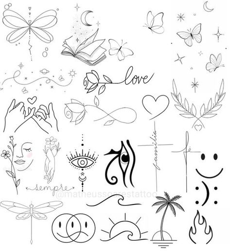 Flash Tattoo Sleeve, Flash Art Tattoos, Small Girly Tattoos, Small Pretty Tattoos, Simple Tattoo Designs, Flash Tattoo Designs, Tattoo Style Drawings, Small Hand Tattoos, Tattoo Design Book