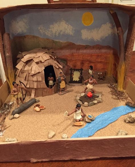 Indian Diorama, Native American Homes, Shoebox Project, Desert Diorama, Indian Project, Diorama Kids, Native American Projects, Native Americans Unit, Habitats Projects