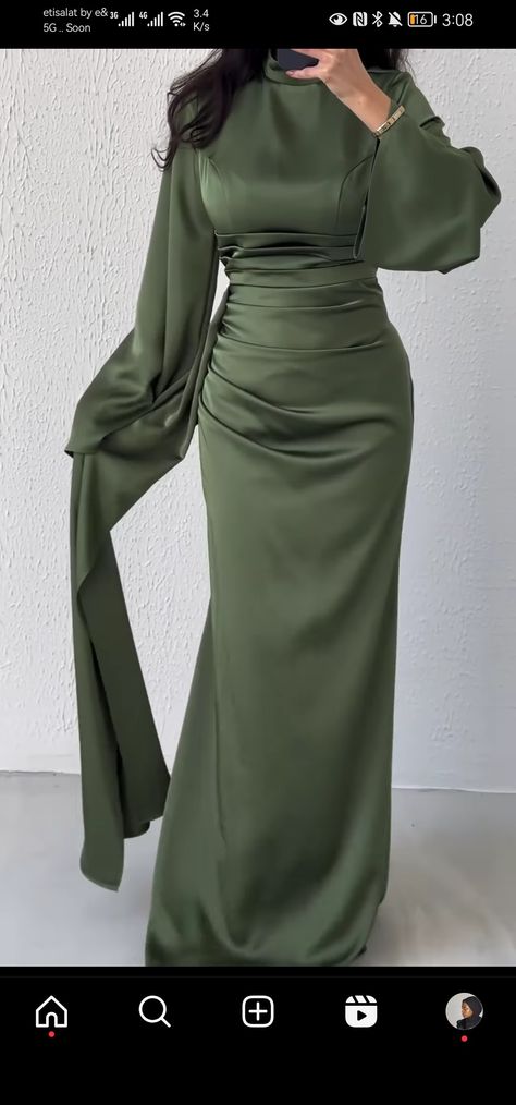 Dress Green Outfit, Eid Fits, Matric Ball Dresses, Cute Wedding Guest Dresses, Hijabi Dresses, Islamic Fashion Dresses, Dress Celebrity, Modest Dresses Fashion, Soiree Dress