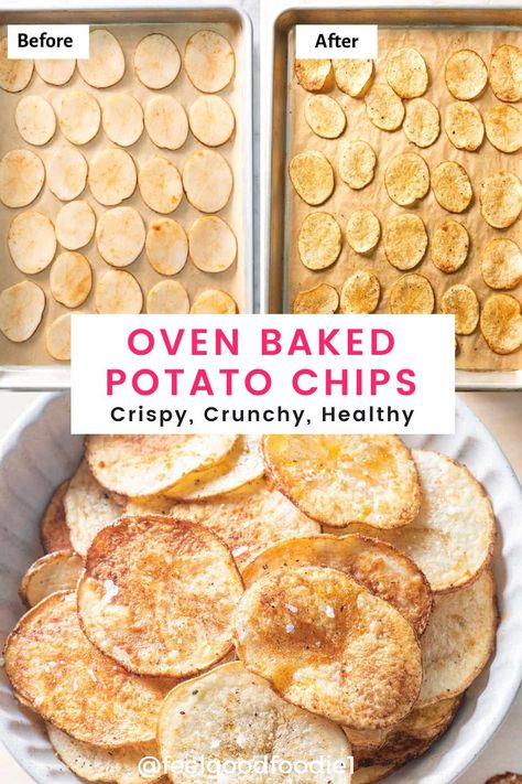 Oven Baked Potato Chips, Oven Baked Potato, Chips Homemade, Homemade Snacks Recipes, Homemade Potato Chips, Pasta Bread, Baked Potato Chips, Potato Chip Recipes, Sandwich Lunch