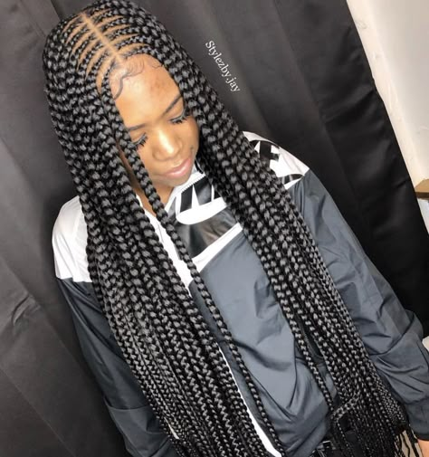 Middle Part Feed In Braids, Part Cornrows Braids, Middle Part Cornrows Braids, Middle Part Cornrows, 4 Braids Hairstyle, Hair Braiding Styles, Braid Inspiration, African Hair Braiding, Feed In Braids