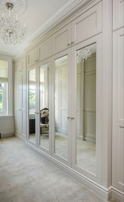 Mirrored Wardrobe Doors, Bedroom Built Ins, Bedroom Built In Wardrobe, Mirrored Doors, Dressing Room Closet, Dream Closet Design, Walk In Closet Design, Luxury Closets Design, Wardrobe Interior Design