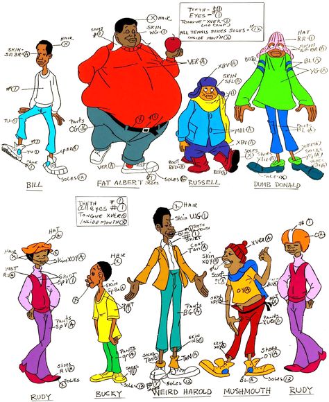 Fat Albert and the Cosby Kids color model cel (Filmation, 1972) Fat Albert Characters, 80s Animation, Cosby Kids, Kids Cast, Old Cartoon Characters, Fat Albert, Dope Cartoons, Kids Cartoon Characters, Old School Cartoons