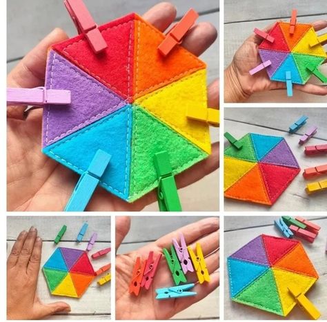 mynimas - Etsy Rainbow Activity, Diy Busy Books, Diy Toddler Toys, Rainbow Activities, Montessori Diy, Montessori Ideas, Sewing Circles, Felt Quiet Books, Diy Toddler