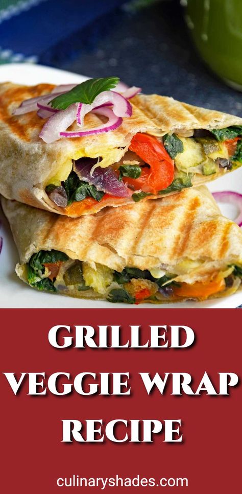 Grilled Veggie Wrap, Veggie Wrap Recipe, Wraps Recipes Vegetarian, Veggie Wrap, Wrap Recipe, Veggie Wraps, Vegetarian Sandwich, Lost 100 Pounds, Veggie Sandwich