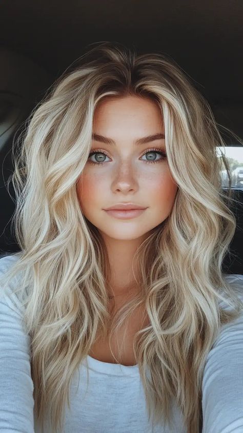 15 Charming Blonde Hairstyles Blonde With A Money Piece, Face Framing Highlights Blonde Hair, Long Beach Blonde Hair, Soft Platinum Blonde Hair, Blonde Types, Blonde Balayage On Blonde Hair, Full Head Of Blonde Highlights, Warm Dimensional Blonde, Blonde Hairstyles Long