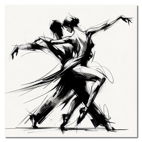 Tango Illustration Dance, Salsa Tattoo Dance, Bachata Painting, Dance Drawing, Dancing Drawing, Tango Art, Silhouette Sketch, Dancing Drawings, Cool Pencil Drawings