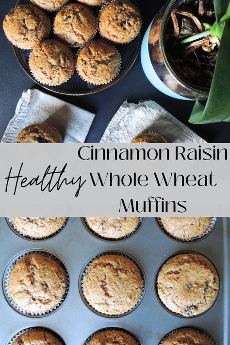 Whole Wheat Cinnamon Muffins, Healthy On The Go Breakfast, Cinnamon Raisin Muffins, Wheat Muffins, Whole Wheat Muffins, Raisin Muffins, On The Go Breakfast, Healthy Breakfast For Kids, Cinnamon Muffins