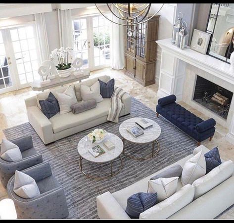 Ruang Tv, Modern Farmhouse Living Room Decor, Sala Grande, Living Room Furniture Layout, Dream Mansion, Walled Garden, Modern Farmhouse Living Room, Neutral Living Room, White Living Room