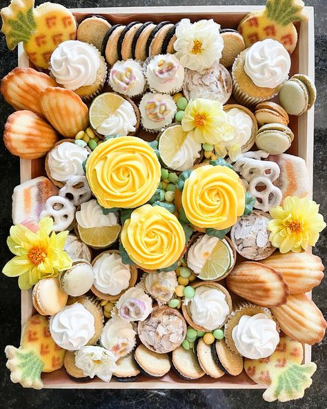 Sweetening up the feed! 🧁 . . . . . #sweets #treats #dessert #treatboard #partyplatter #sugar #assortment #color #yellow #foodstagram #foodstyling #sweettooth #cravings #delicious #yummy #platter #plattersandboards #grazing #grazingboard #easyentertaining #bitesize #bayareacatering #sfpeninsula #siliconvalley #eatpretty #feastandfloral Yellow Charcuterie Board, Grazing Plate, Yellow Desserts, Kinder Egg, Eat Pretty, Dessert Tray, Party Platters, Easy Entertaining, Lemon Desserts