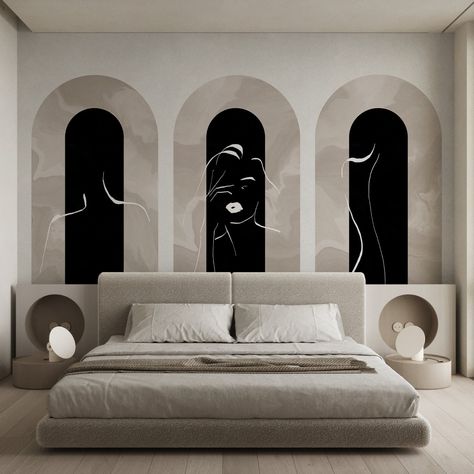 Arch Wallpaper Wall Murals, Office Edits, Arch Wallpaper, Evil Lair, Wall Mural Abstract, Mural Abstract, Body Silhouette, Hallway Bathroom, Girl Silhouette