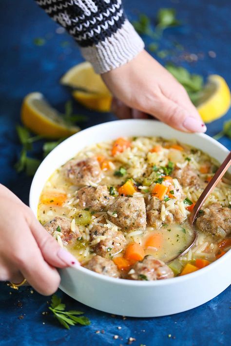 Chicken Meatball Noodle Soup - This is just like everyone's favorite cozy, comforting homemade chicken noodle soup except made even better with chicken meatballs! You'll only want this version of chicken noodle soup after trying this! Promise! Meatball Noodle Soup, Chicken Meatball Soup, Chicken Noodle Soup Crock Pot, Chicken Meatball, Homemade Chicken Noodle, Meatball Soup, Chicken Noodle Soup Homemade, Noodle Soup Recipes, Soup And Stew