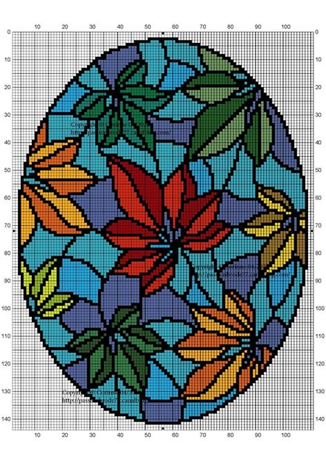 Oval Cross Stitch Pattern, Stained Glass Cross Stitch Patterns, Stained Glass Embroidery, Stained Glass Cross Stitch, Stained Glass Leaves, Cross Stitch Cross, Stitch Cross Stitch, Cross Stitch Landscape, Fair Isle Knitting Patterns