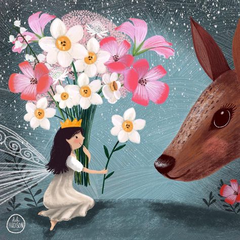 DEB HUDSON on Instagram: “💫Off in dreamland once more and a continuation of the little short story from a couple of posts ago🌷Olea stopped to collect some blooms to…” Deb Hudson, Planner Board, Inspiring Artists, Baby Birthday Gifts, Magical Land, Whimsical Garden, Whimsical Illustration, Naive Art, Children's Book Illustration