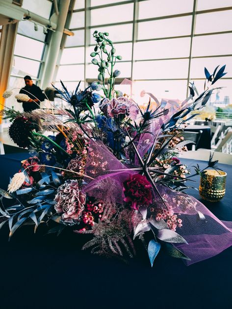 Chicago-Event-Centerpiece-Galaxy Space Theme Floral Centerpiece, Starry Night Floral Arrangement, Space Flower Arrangement, Space Themed Floral Arrangements, Galaxy Flower Arrangement, Astronaut Table Centerpiece, Galaxy Party Centerpiece, Galaxy Floral Arrangements, Galaxy Event Decor