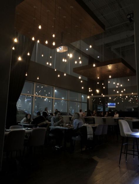 Dark Theme Restaurant Interior, Restaurant Mood Lighting, Modern Restaurant Aesthetic, Dark Themed Restaurant, Hotel Restaurant Aesthetic, Elegant Restaurant Aesthetic, Restaurant Dark Aesthetic, Classy Restaurant Aesthetic, Cozy Cafe Aesthetic Dark