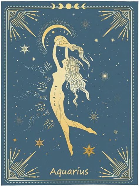 Aquarius Screensaver, Astrology Images, Room Posters Aquarius, Aquarius Tarot Card, Aquarius Vibes, Aquarius Illustration Zodiac, Aquarius Girl, Aquarius Representation, 4k 3d