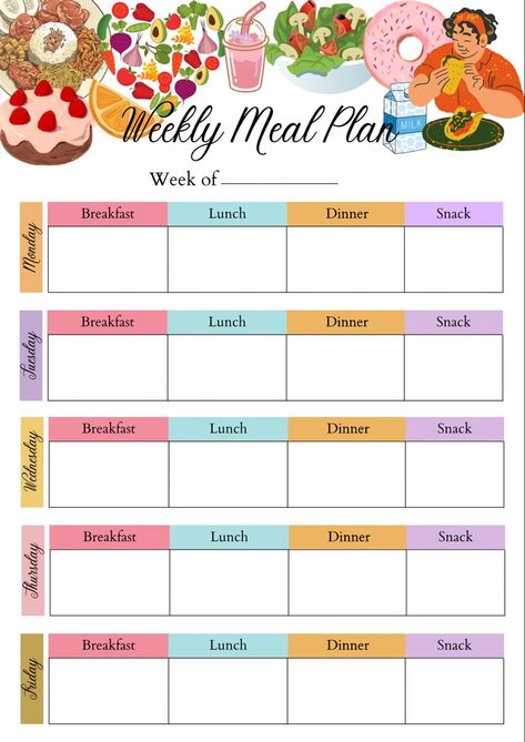 Meal Chart Weekly, Healthy Food Schedule, Diet Timetable Healthy Eating, Meal Plan Aesthetic, Healthy Meal Template, Healthy Meal Calendar, Diet Plan Template, Healthy Breakfast Weekly Planner, Healthy Eating Planner